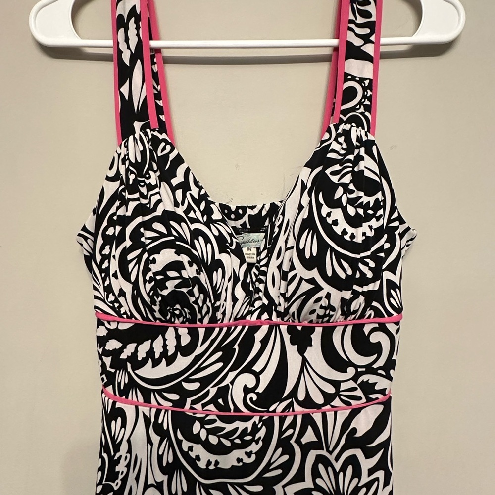 Vintage Y2K Era Speechless Black & White Patterned Dress w/ Pink Trim Medium - Picture 2 of 8